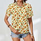 Graphic Floral Women's Short-Sleeve Button Up Shirt