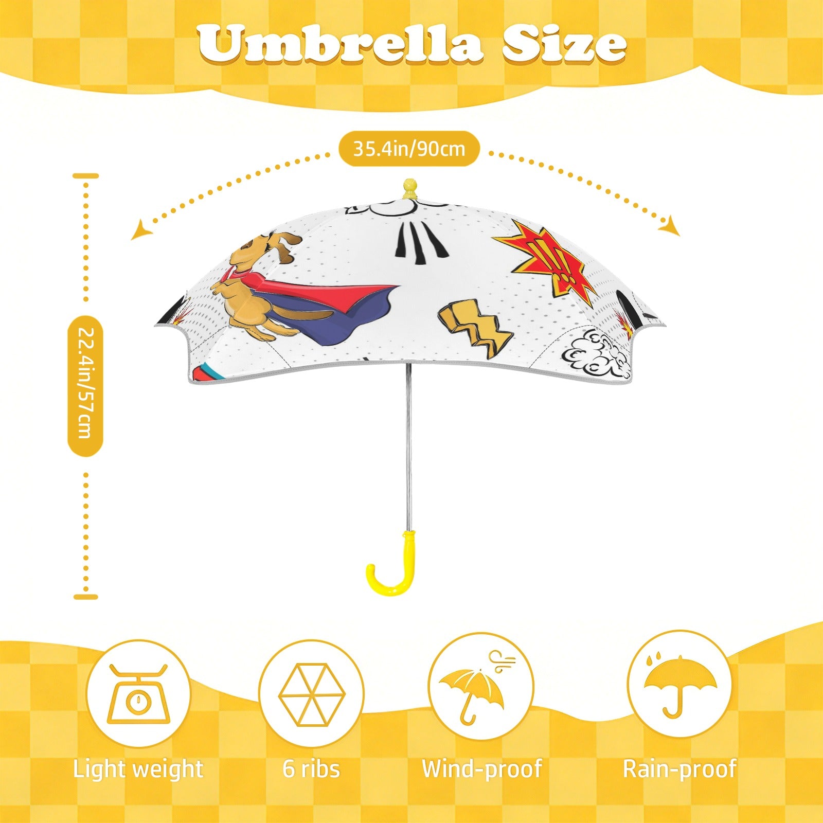 Super Dog Kids Safe Round Corner Umbrella Kids Safe Round Corner Umbrella comic Printed Offshore