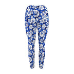 Blue Hawaiian Floral - Women's High Waist Pockets Yoga Leggings