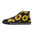 Sunflowers On Black Women's High Top Canvas Shoes US12 Womens Classic High Top Shoes Printed Offshore