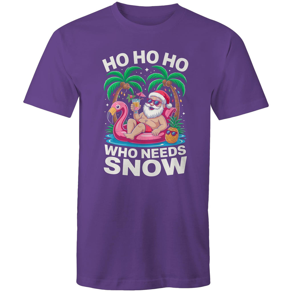 Santa, Who Needs Snow - Mens T-Shirt Purple Mens Christmas T-shirt Christmas Printed In Australia