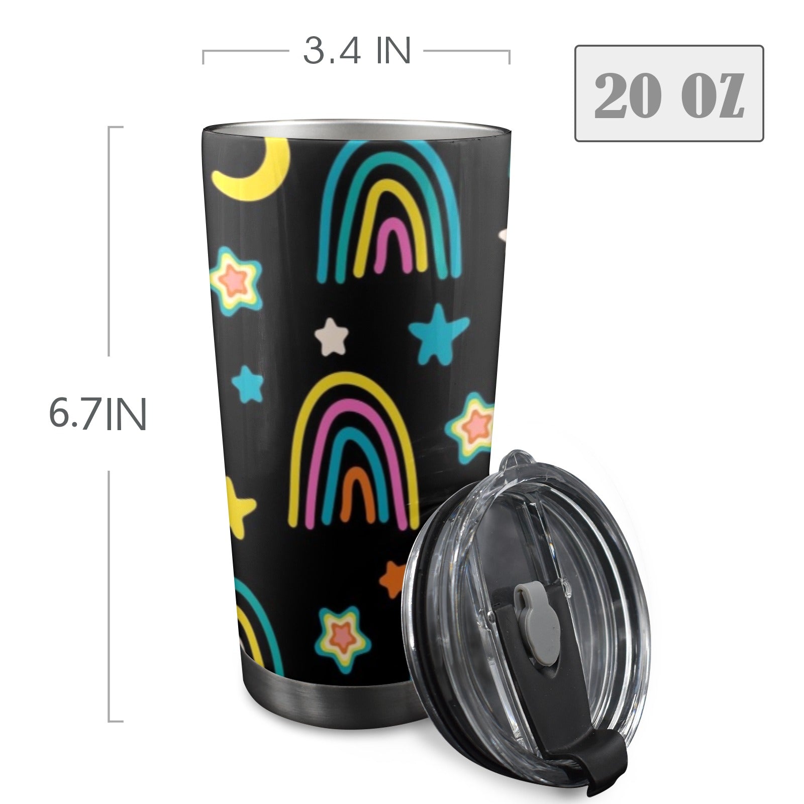 Rainbows - 20oz Mobile Tumbler with Lid (Black Lock) 20oz Travel Mug Printed Offshore