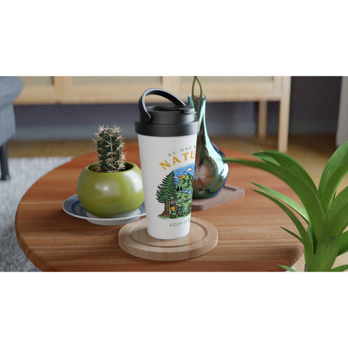 Be One With Nature, Skeleton - White 15oz Stainless Steel Travel Mug Travel Mug Globally Fulfilled Summer