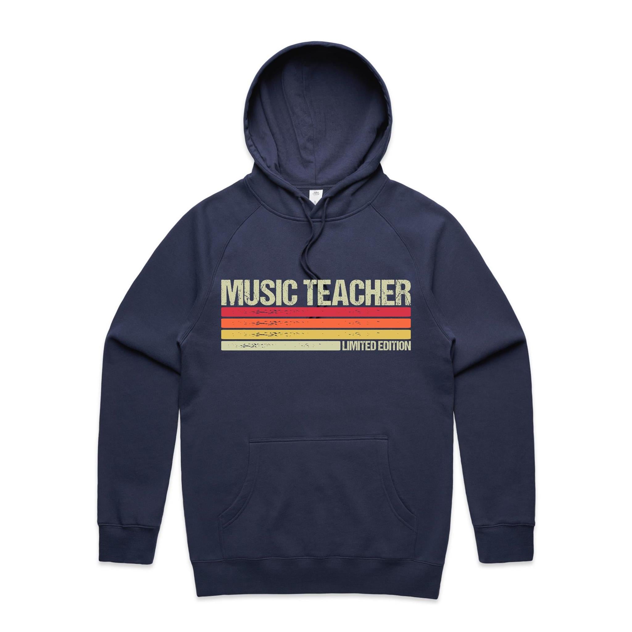 Music Teacher, Limited Edition - Mens Hoodie Midnight Blue Mens Hoodie Music Printed In Australia Teacher