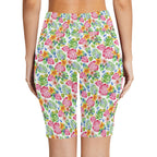 Bright Painted Tropical Women's Bike Shorts With Side Pockets