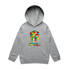 Melting Cube - Kids Hoodie Grey Marle Kids Hoodie Printed In Australia