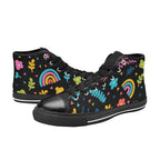 Rainbows And Flowers Women's High Top Canvas Shoes Womens Classic High Top Shoes Printed Offshore