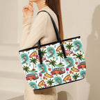 Surfing Safari PU Leather Tote Bag Large