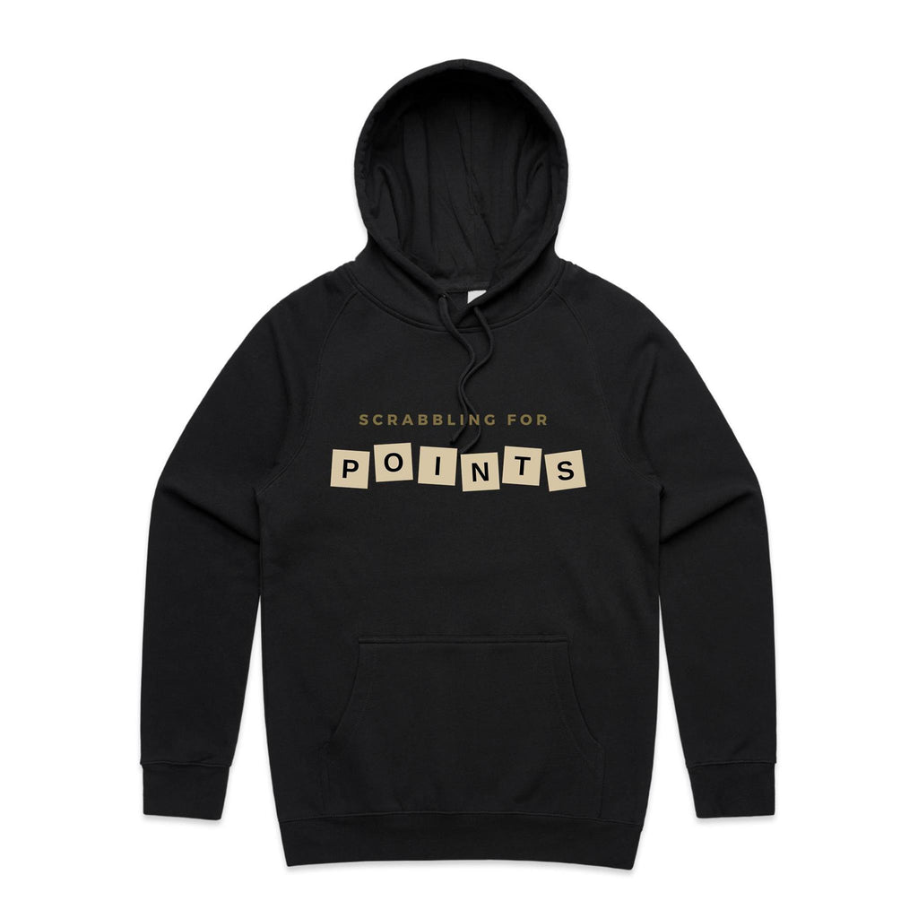 Scrabbling For Points - Mens Hoodie Black Mens Hoodie Games Printed In Australia