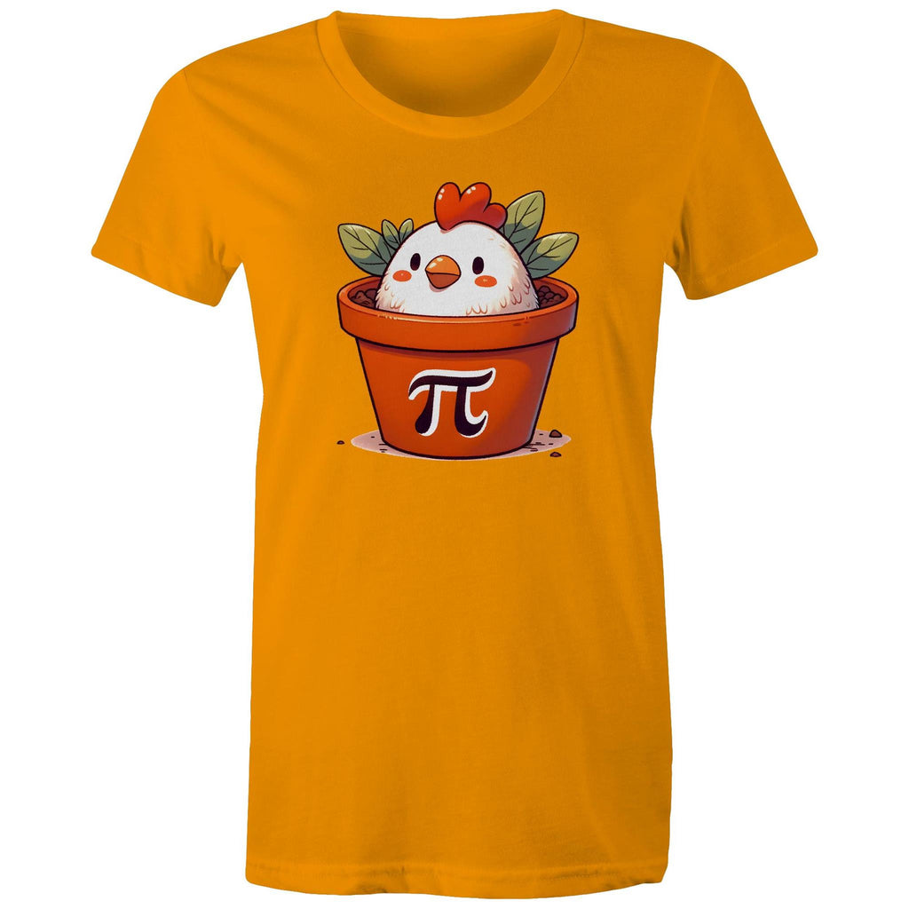 Chicken Pot Pi - Womens T-shirt Orange Womens T-shirt animal Maths Printed In Australia