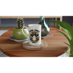 Personalised Good Vibes Only, Hippie Mushroom With Sunglasses White 10oz Porcelain Slim Mug Personalised Porcelain Mug Globally Fulfilled