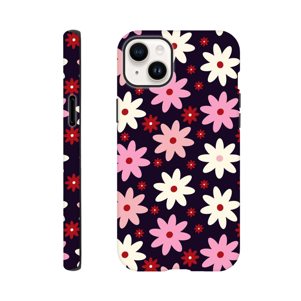 Pink Daisies On Black - Apple iPhone Tough case iPhone 14 Plus iPhone Tough Case Globally Fulfilled Plants