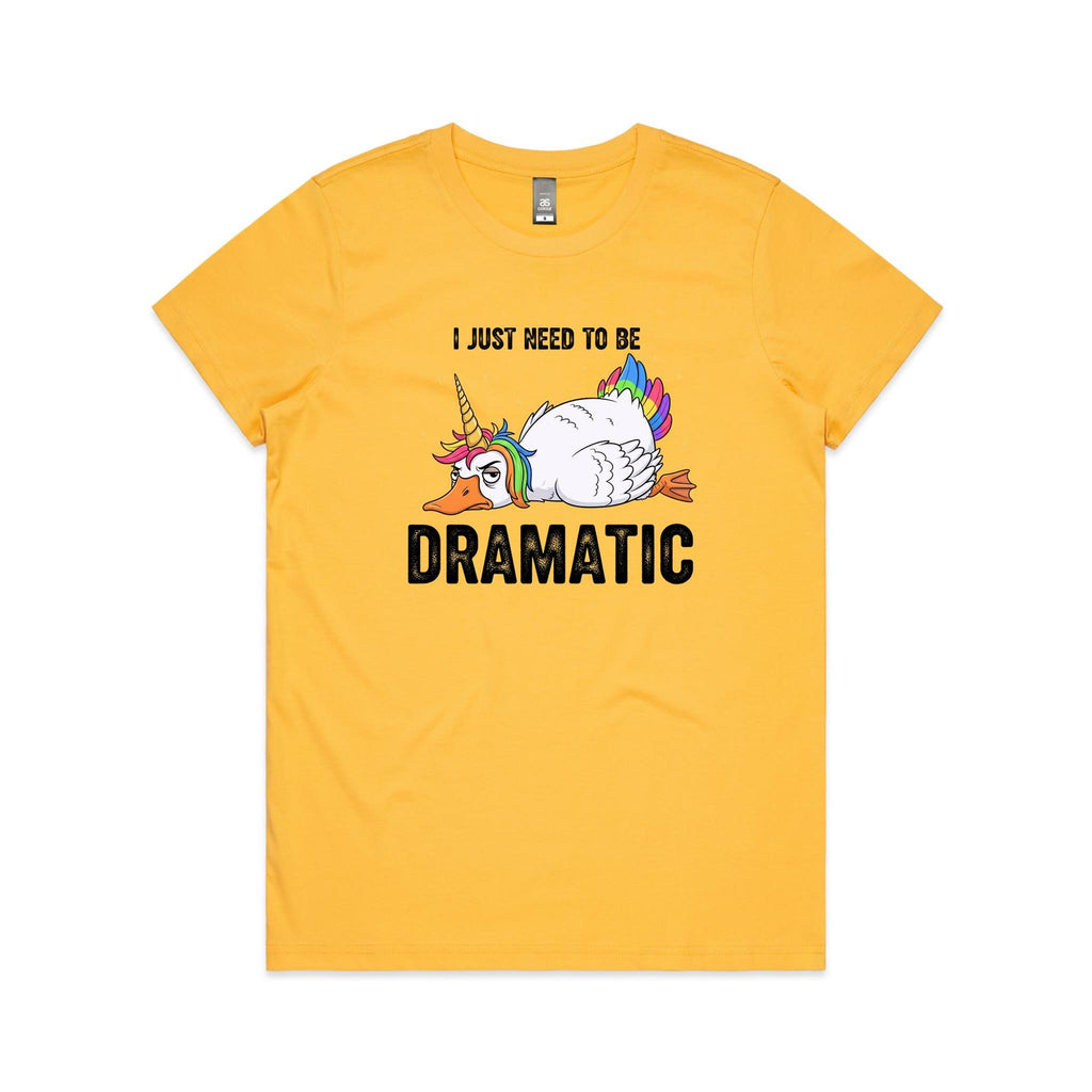 Dramatic Unicorn Goose Women's AS Colour T-shirt Yellow Womens T-shirt animal Printed In Australia