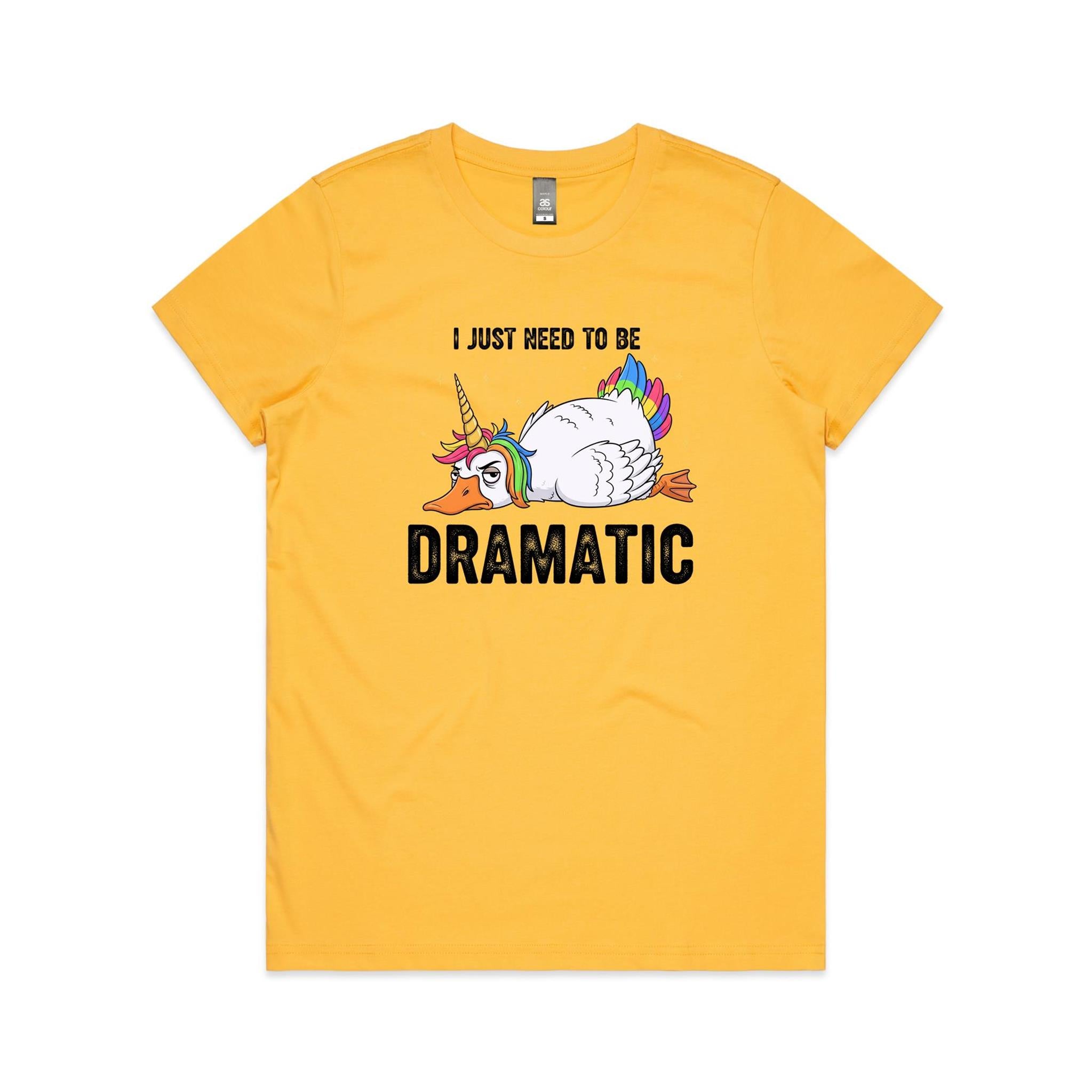 Dramatic Unicorn Goose Women's AS Colour T-shirt Yellow Womens T-shirt animal Printed In Australia