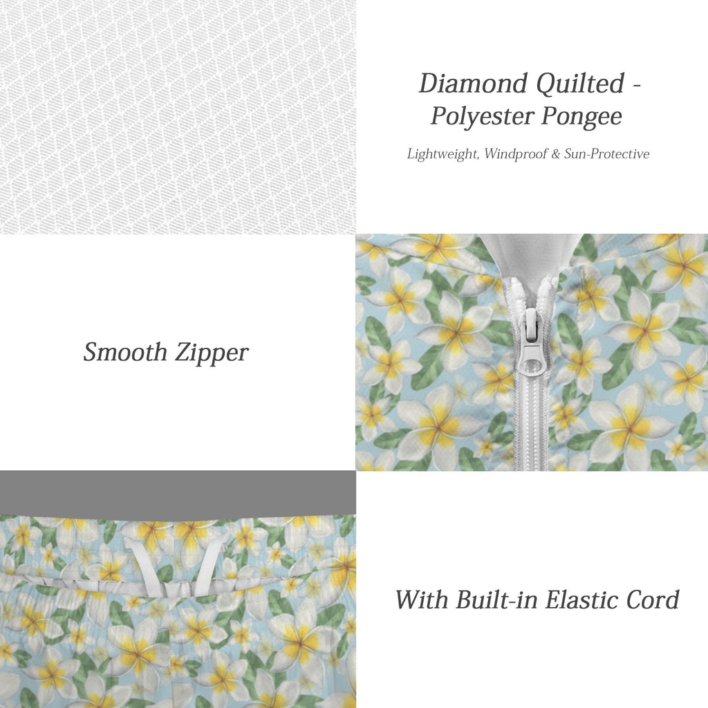 Delicate Frangipani Men's Lightweight Sun Hoodie & Shorts Set Men's Lightweight Sun Hoodie & Shorts Plants Printed Offshore