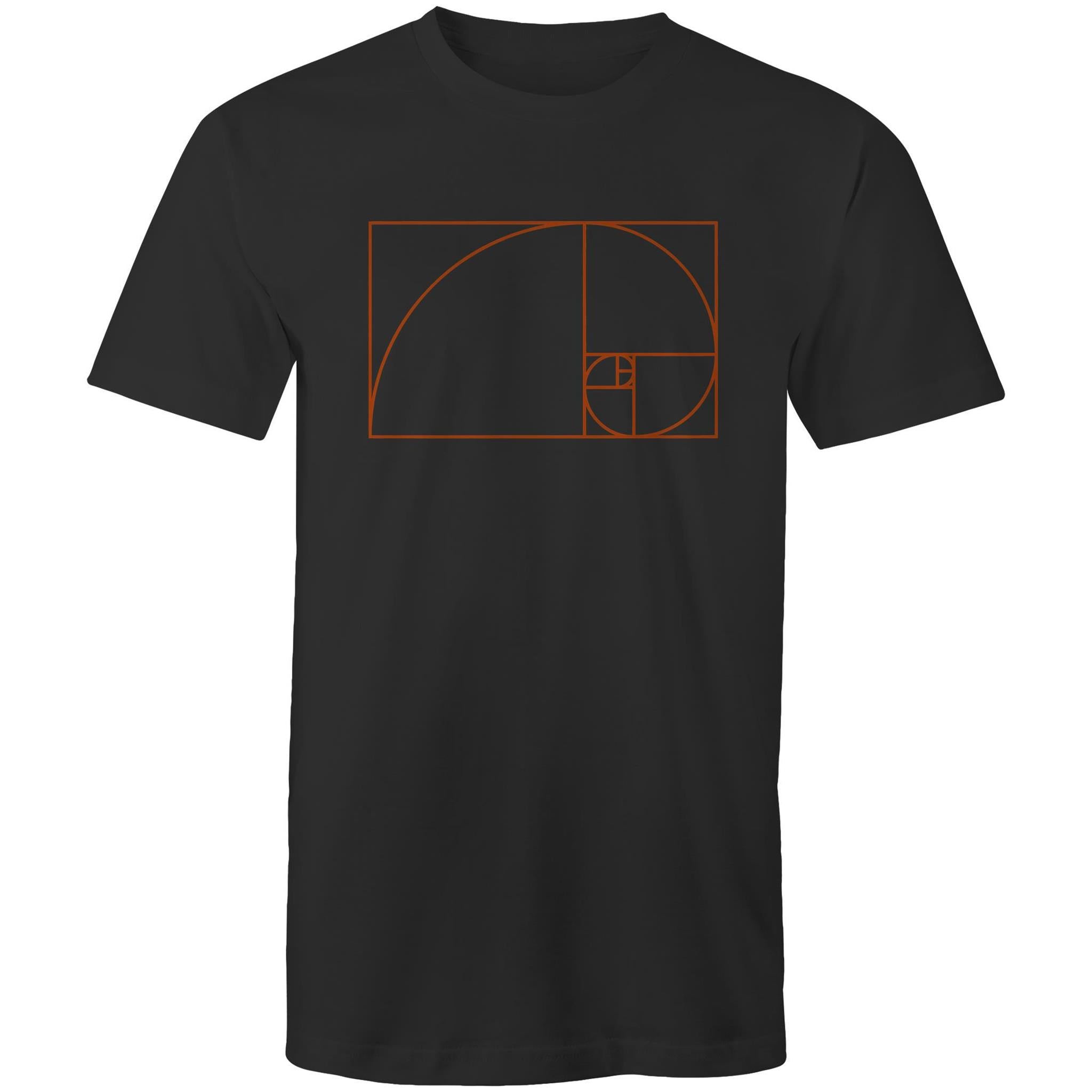 Fibonacci - Mens T-Shirt Black Mens T-shirt Maths Printed In Australia Science