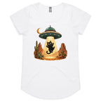 Black Cat Alien UFO Abduction Women's AS Colour Scoop Neck T-Shirt