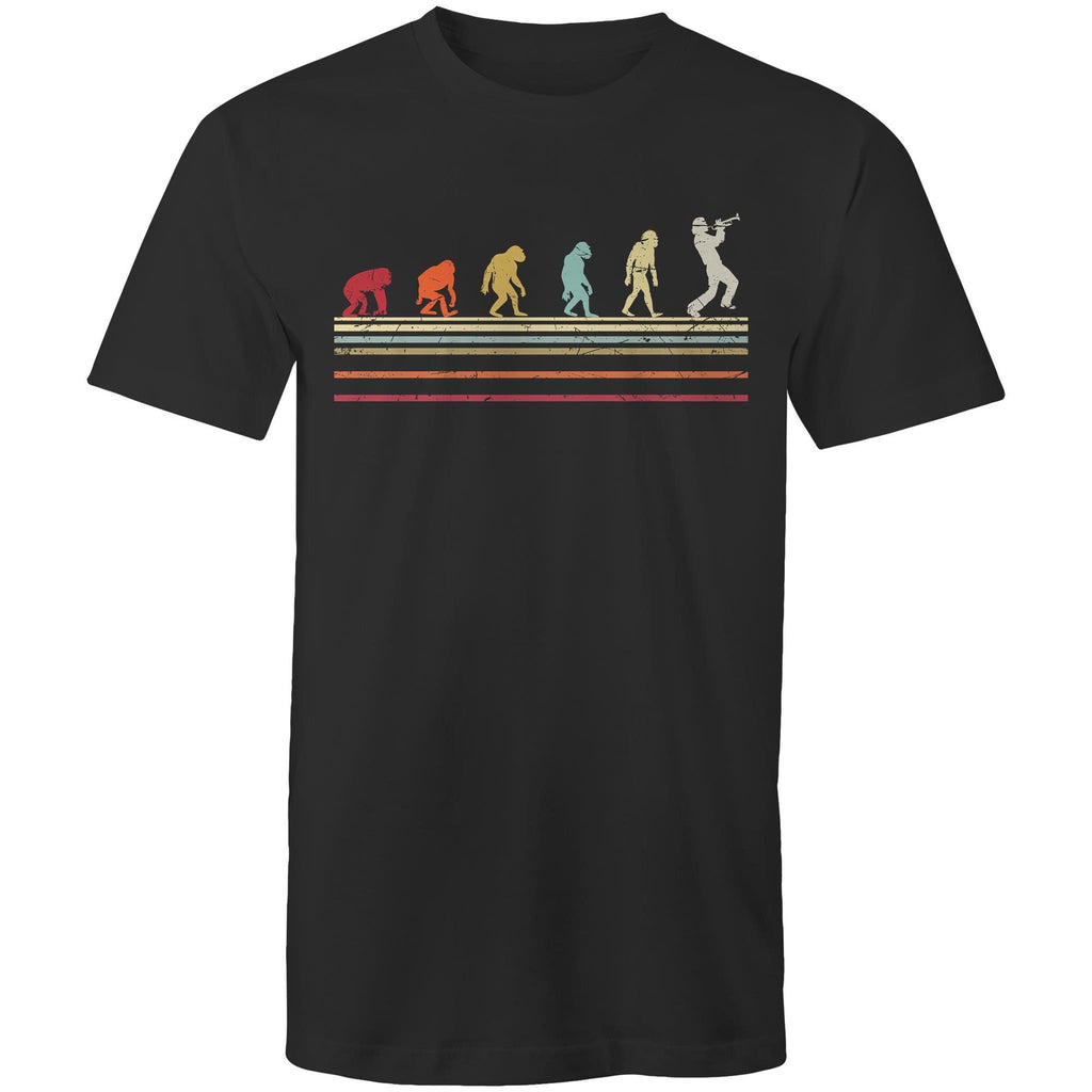 Trumpet Player Evolution - Mens T-Shirt Black Mens T-shirt Music Printed In Australia