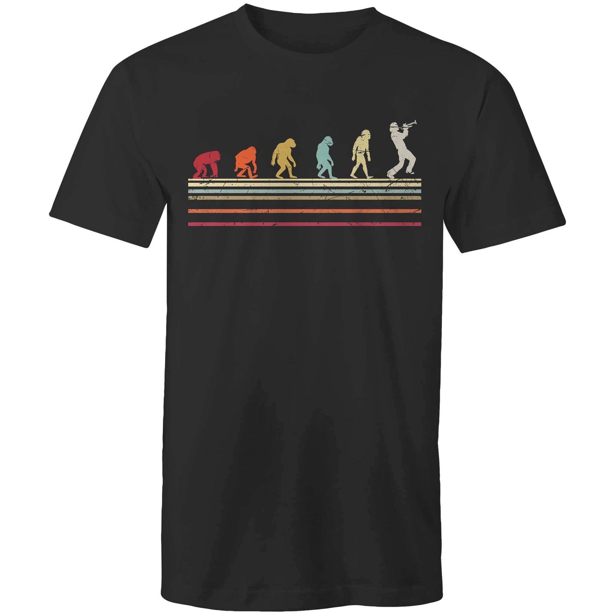 Trumpet Player Evolution - Mens T-Shirt Black Mens T-shirt Music Printed In Australia