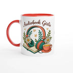 Personalised - Audiobook Girlie - White 11oz Ceramic Mug with Colour Inside Ceramic Red Personalised 11oz Mug customise Globally Fulfilled personalise Reading