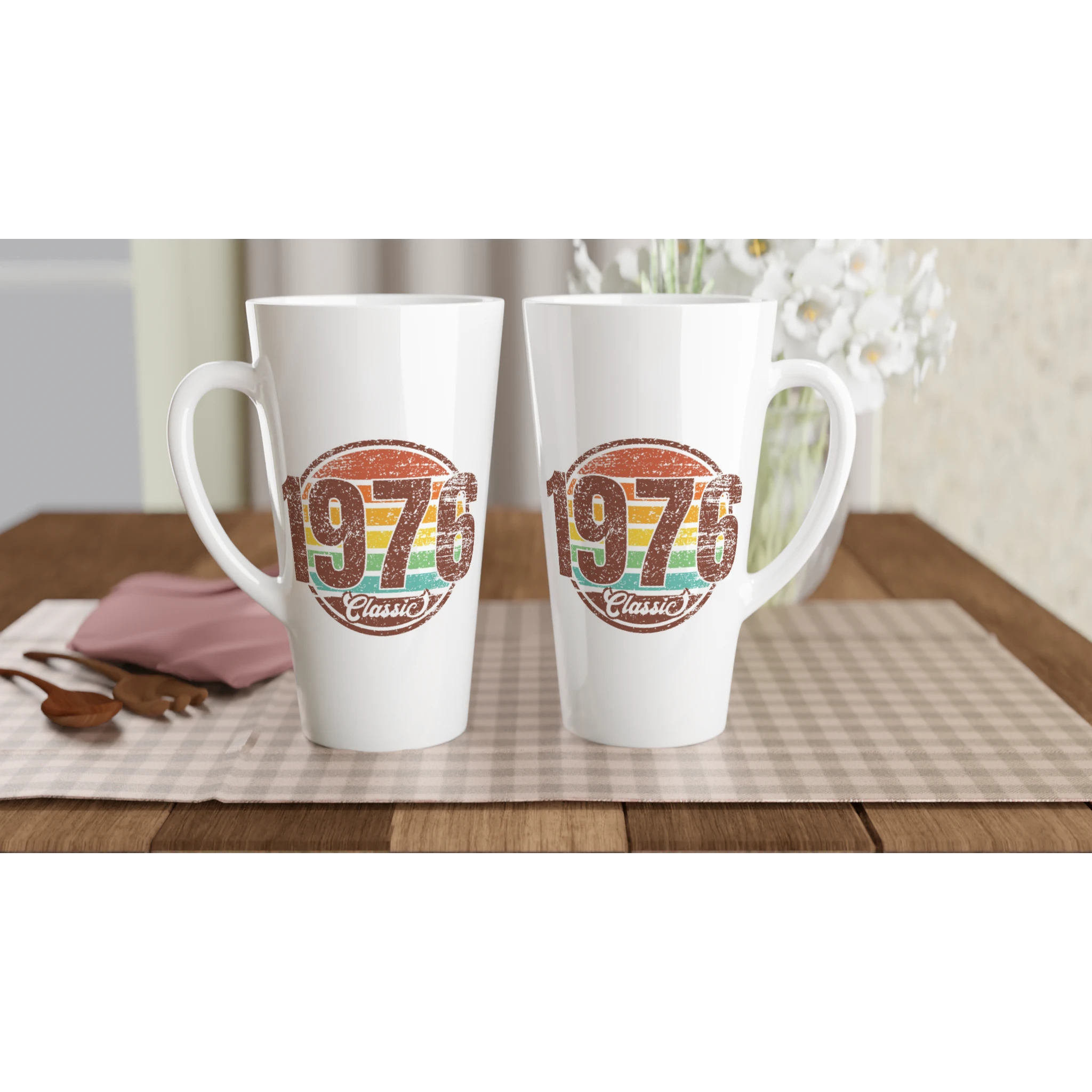 Personalised - 1976 Classic - White Latte 17oz Ceramic Mug Personalised Latte Mug Globally Fulfilled