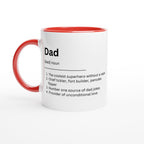 Dad Definition - White 11oz Ceramic Mug with Colour Inside Ceramic Red Colour 11oz Mug Dad Globally Fulfilled