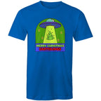 Merry Christmas Earthlings, UFO - Mens T-Shirt Bright Royal Mens Christmas T-shirt Christmas Printed In Australia