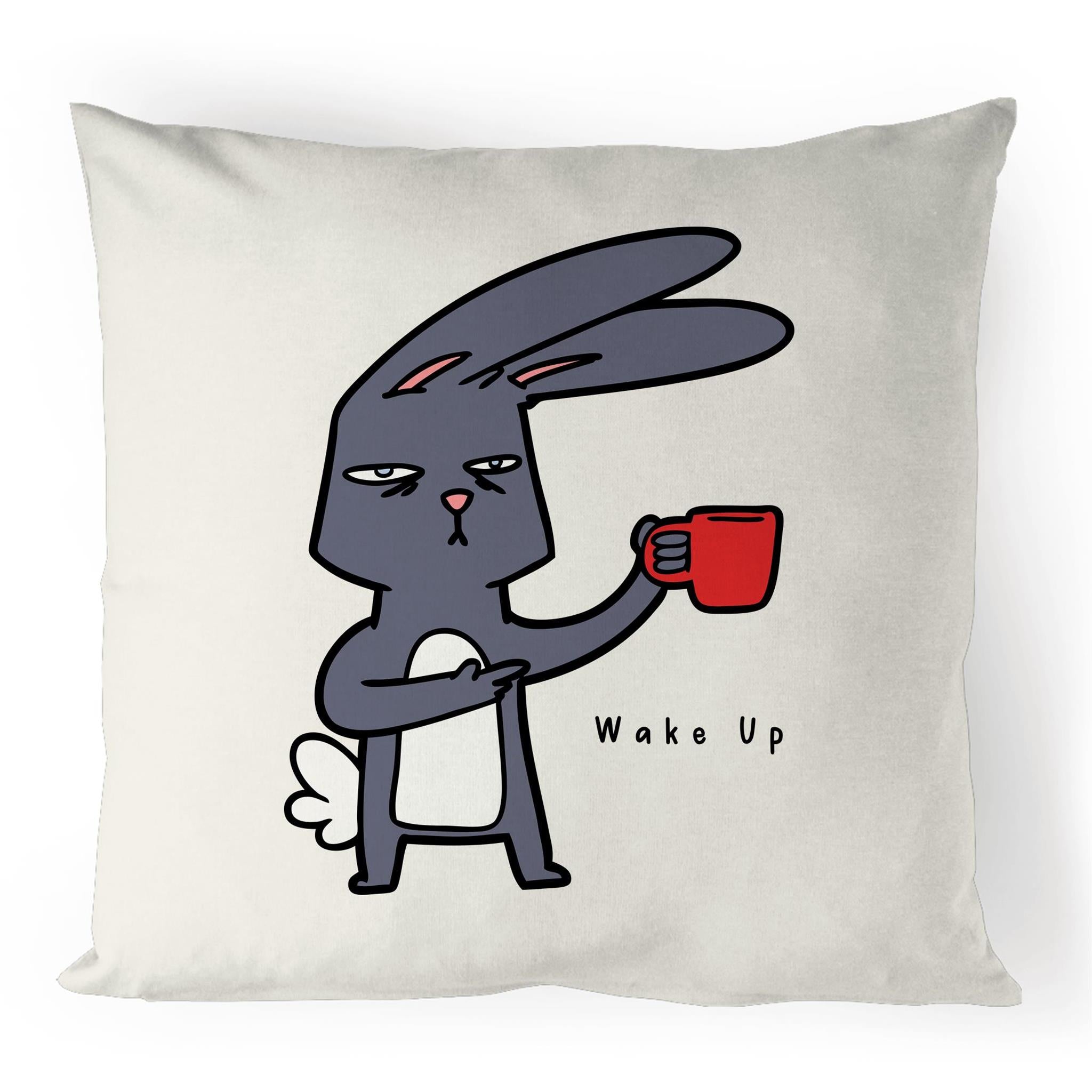 Wake Up, Coffee Rabbit - 100% Linen Cushion Cover Default Title Linen Cushion Covers animal Coffee Printed In Australia