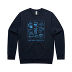 Maybe Coffee Is Addicted To Me - AS Colour Stencil Crew Sweatshirt Navy Sweatshirt Coffee Printed In Australia