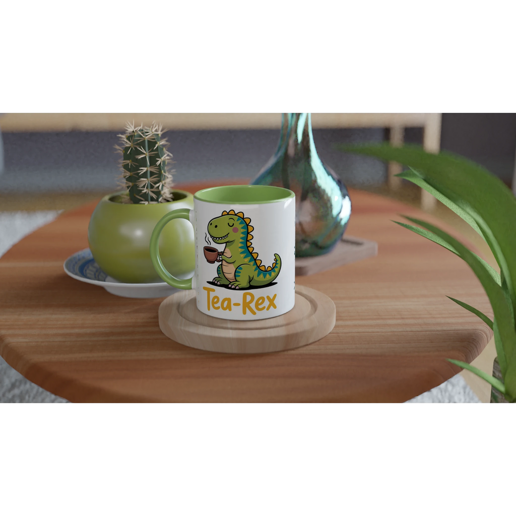 Personalised - Tea-Rex, Tea Drinking Dinosaur - 11oz Ceramic Mug Personalised 11oz Mug animal Globally Fulfilled Tea