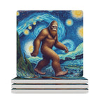 Big Foot Starry Night Ceramic Coasters (Square) white Ceramic Coasters Printed Offshore Sci-Fi