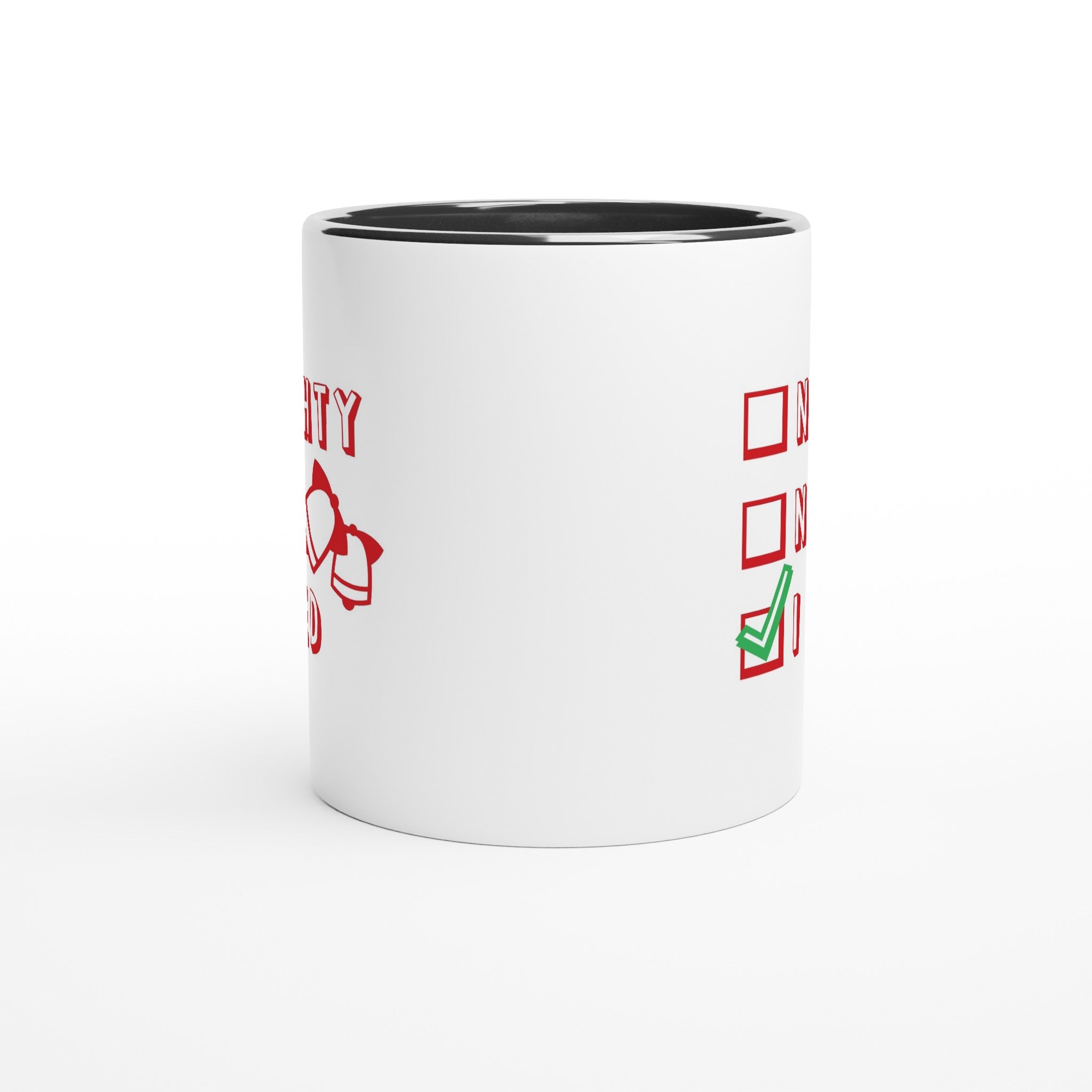 Santa's Christmas List, Naughty, Nice, I Tried - White 11oz Ceramic Mug with Color Inside Christmas Colour Mug Christmas Globally Fulfilled