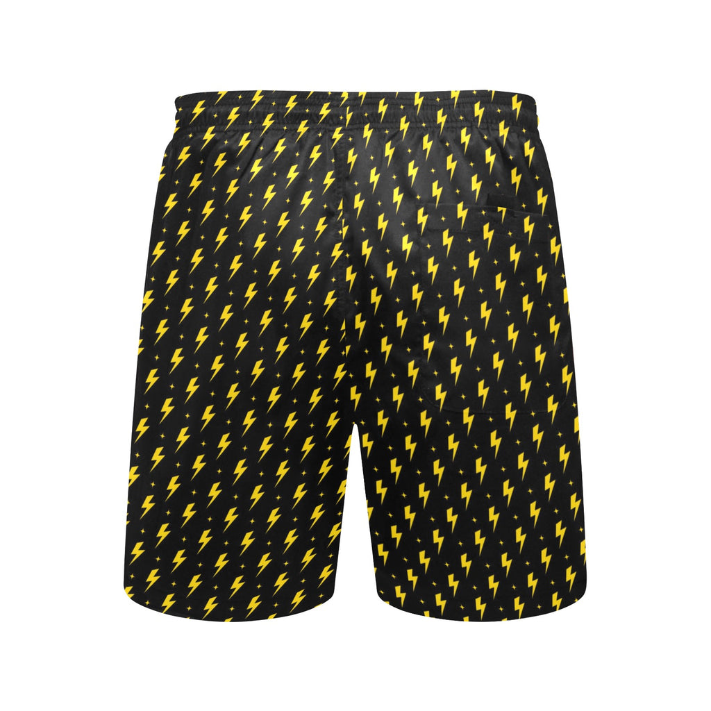 Yellow Lightning Men's Mid-Length Beach Shorts Men's Mid-Length Beach Shorts comic Printed Offshore