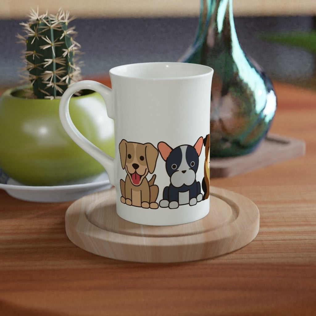 Dog Line - White 10oz Porcelain Slim Mug Porcelain Mug animal Globally Fulfilled
