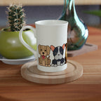 Dog Line - White 10oz Porcelain Slim Mug Porcelain Mug animal Globally Fulfilled