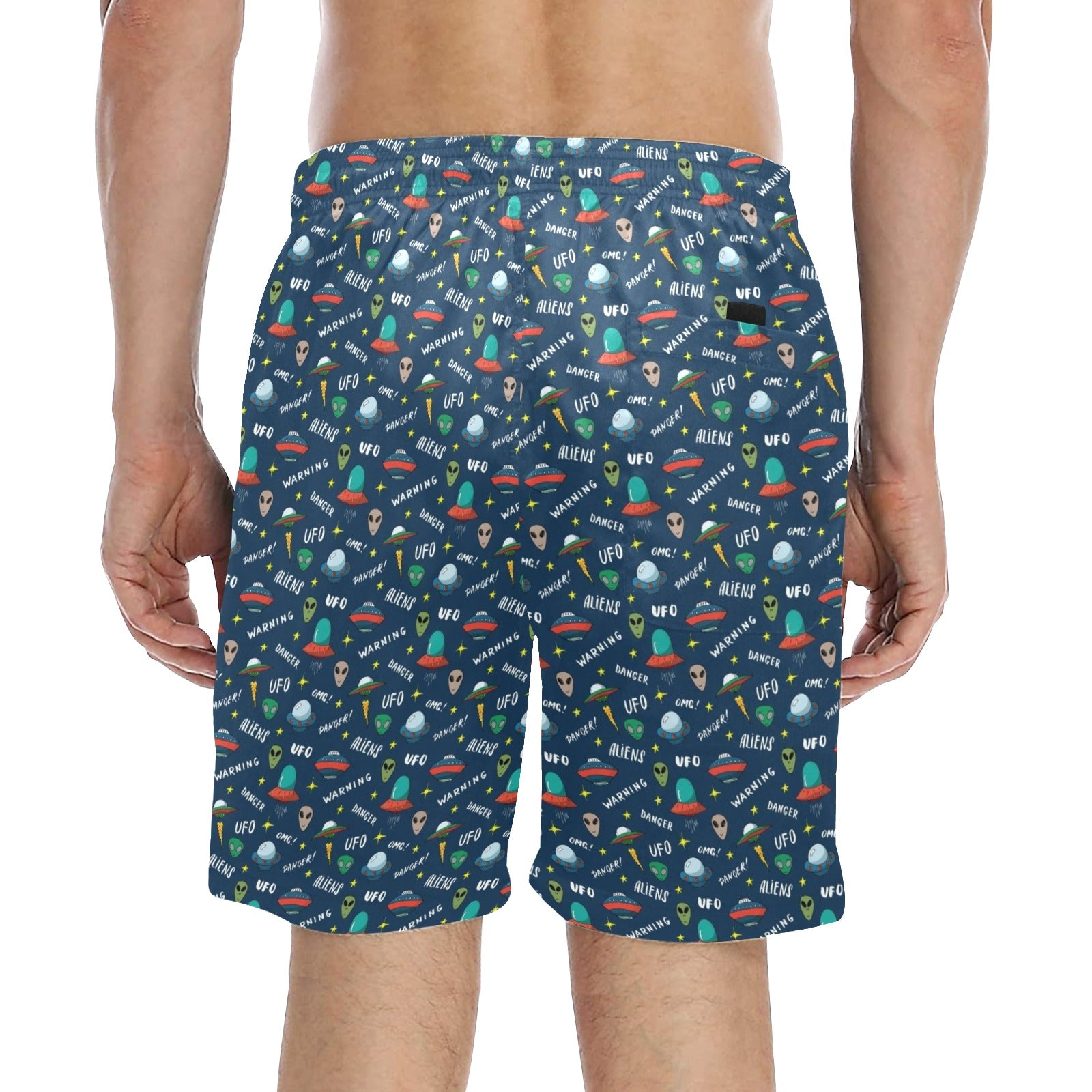 UFO's And Aliens Men's Mid-Length Beach Shorts Men's Mid-Length Beach Shorts Printed Offshore Sci Fi