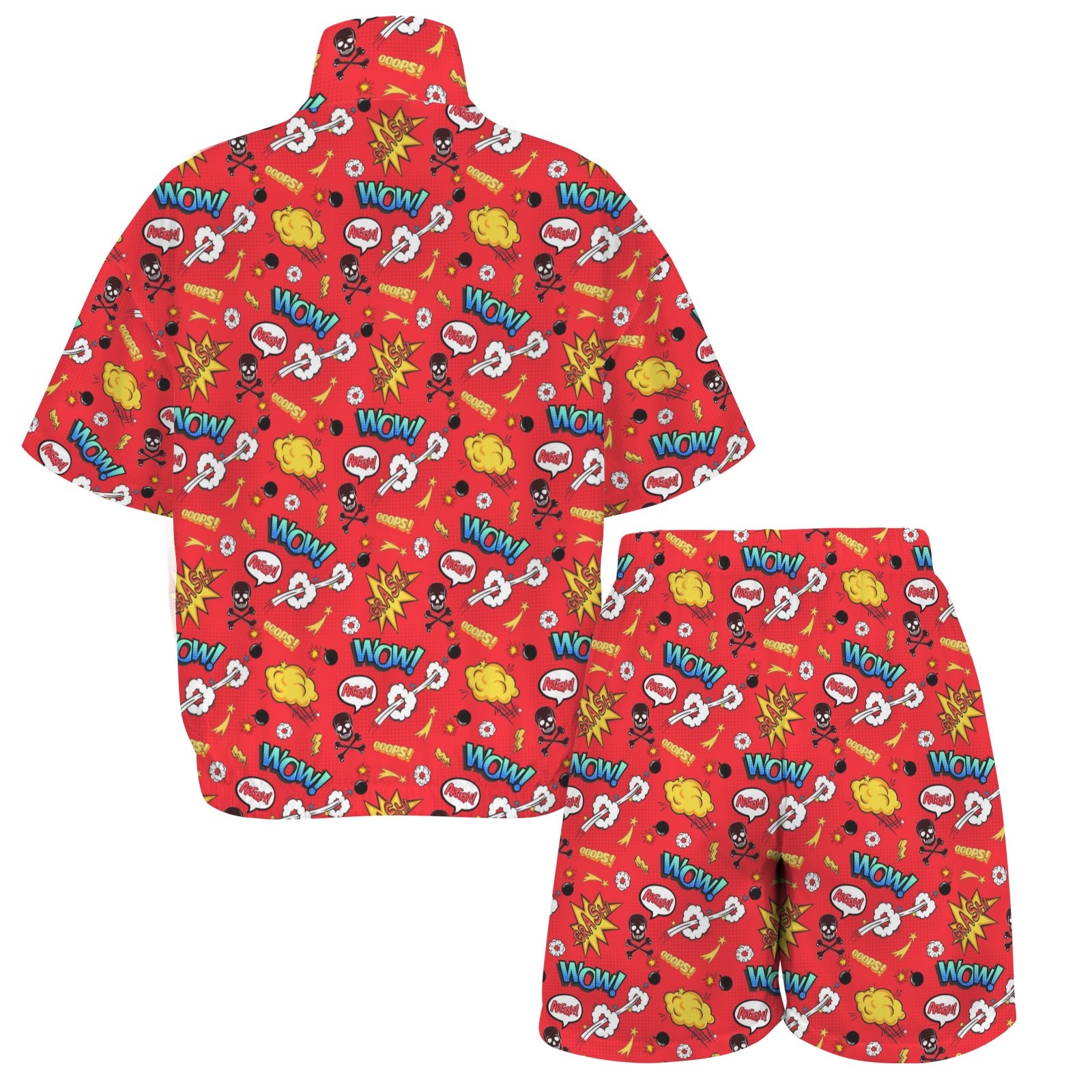 Comic Book Red Women's Windbreaker Short Set Women's Windbreaker Short Set comic Printed Offshore
