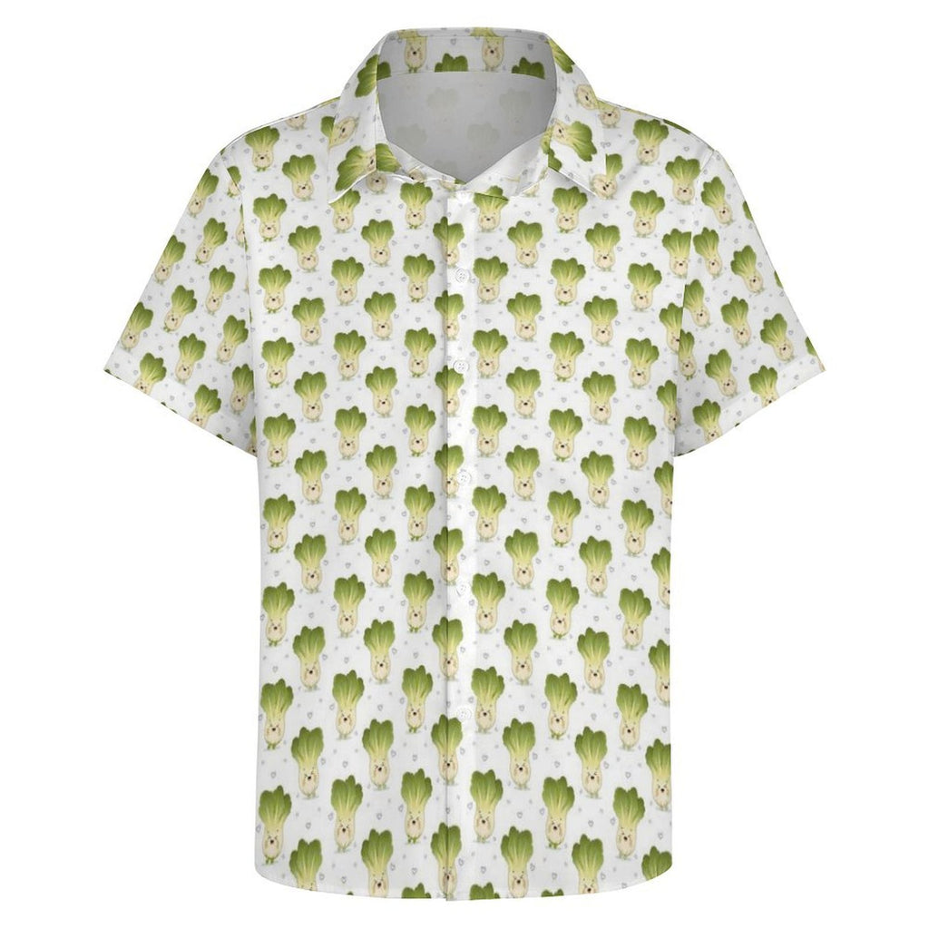 Happy Bok Choy Women's Collared Pocketless Short Sleeve Shirt