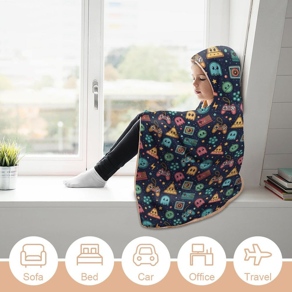 Video Game Kids Hooded Blanket 100cm x 130cm