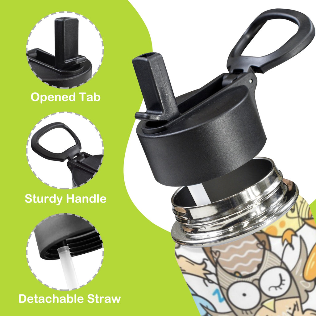 Cartoon Owls 12oz Kids Water Bottle with Straw Lid