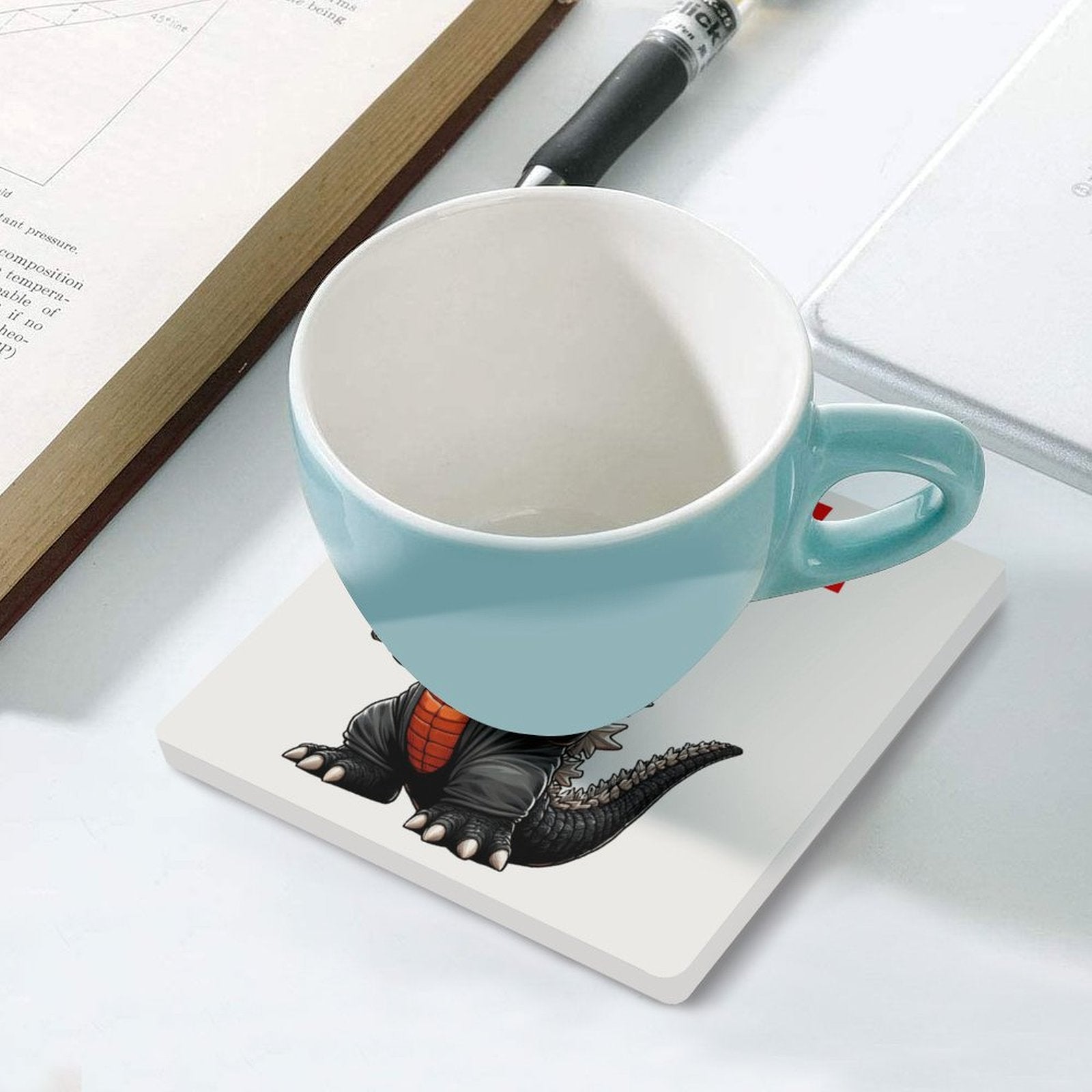 Catzilla - Ceramic Coasters (Square) Ceramic Coasters animal Printed Offshore