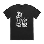 Skeleton, I've Got Your Back AS Colour Heavy Faded Tee Unisex Faded Black Heavy Faded T-shirt Printed In Australia