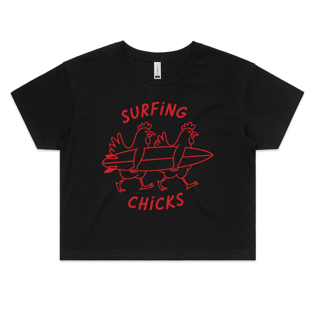 Chickens Surfing Chicks Women's AS Colour Crop Tee