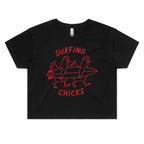 Chickens Surfing Chicks Women's AS Colour Crop Tee