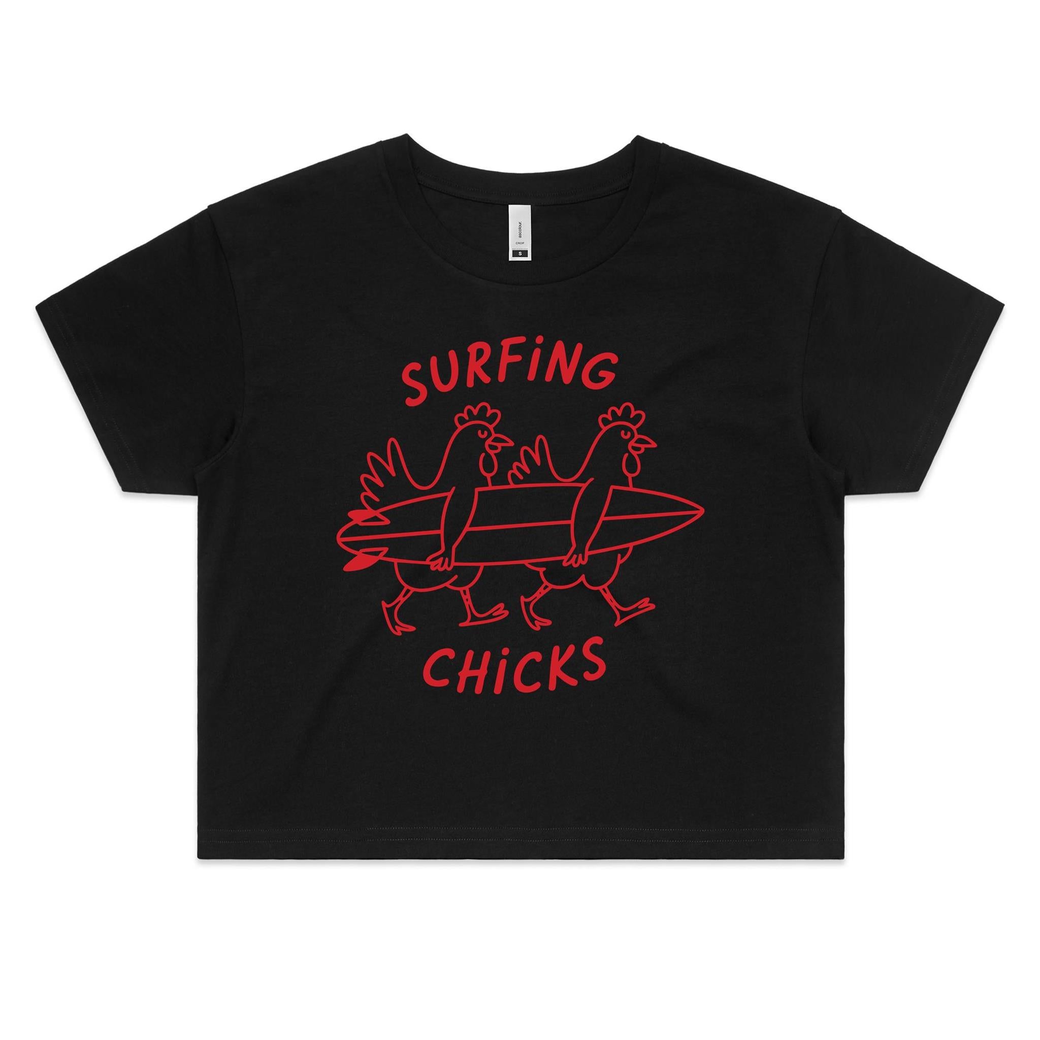 Chickens Surfing Chicks Women's AS Colour Crop Tee