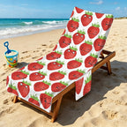 Strawberry Characters Beach Chair Towel Cover with Side Pockets