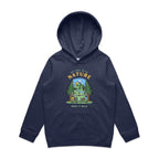Be One With Nature, Skeleton - Kids Hoodie Midnight Blue Kids Hoodie Printed In Australia
