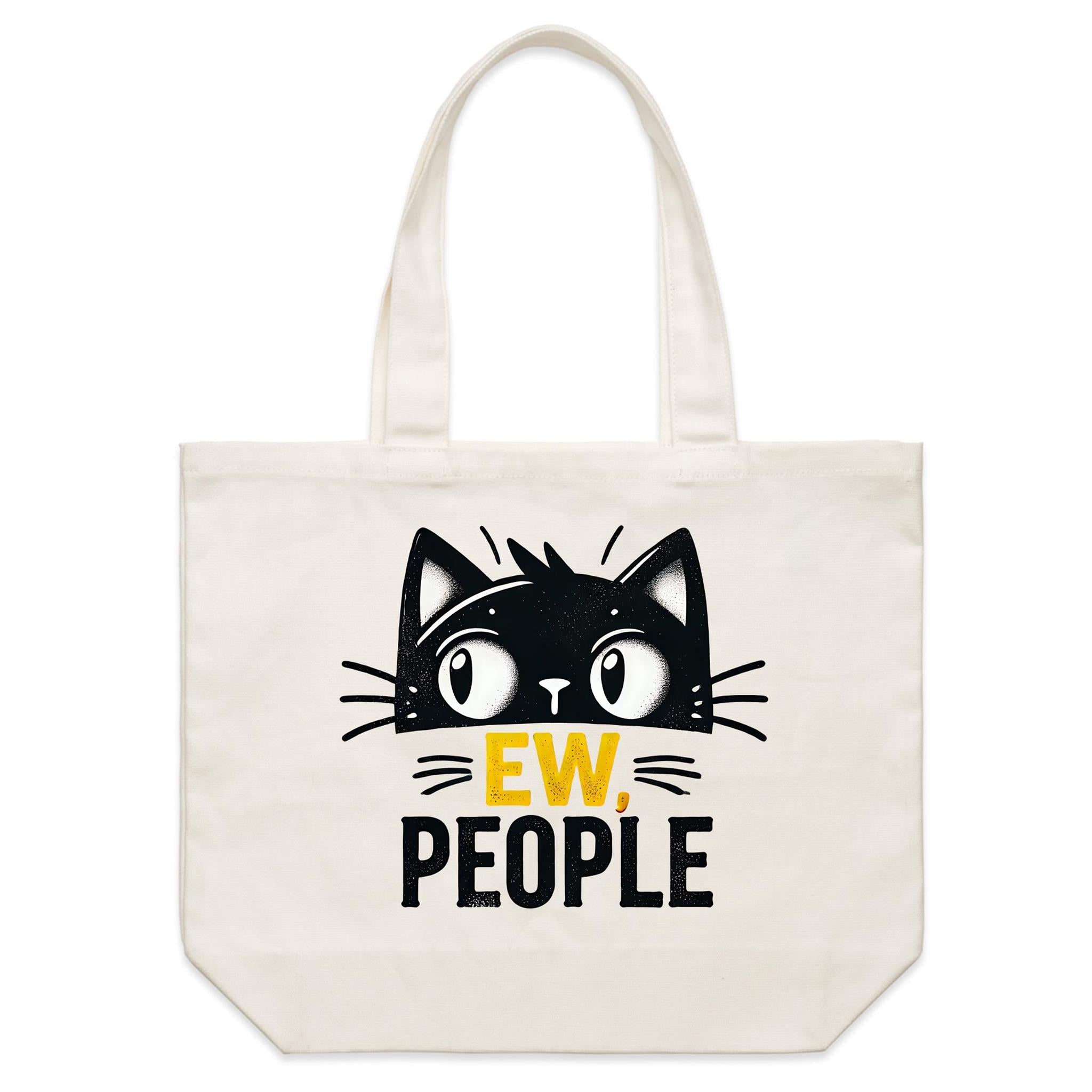 Ew People, Black Cat - Shoulder Canvas Tote Bag Default Title Large Tote Bag animal Printed In Australia
