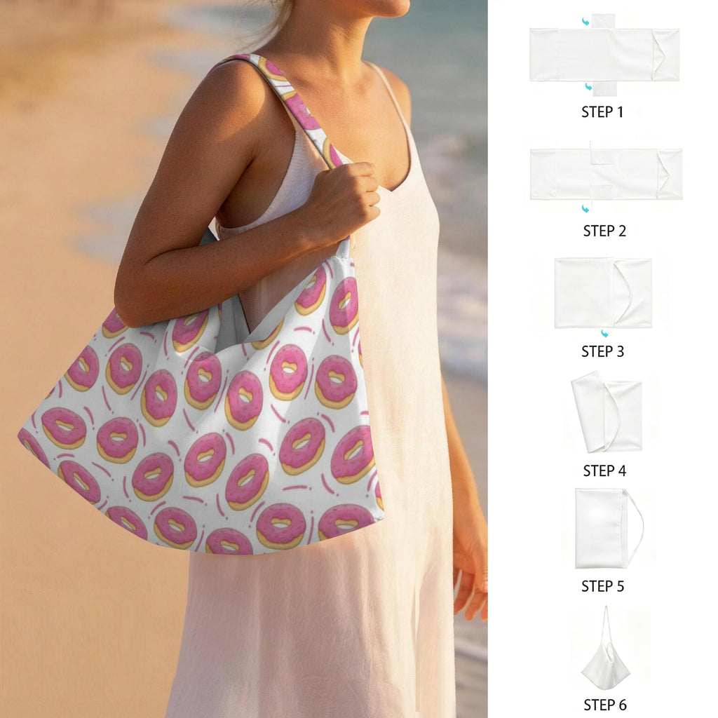 Pink Donuts Beach Chair Towel Cover with Side Pockets