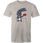Rabbit Coffee, Wake Up - Mens T-Shirt Light Grey Mens T-shirt animal Coffee Printed In Australia